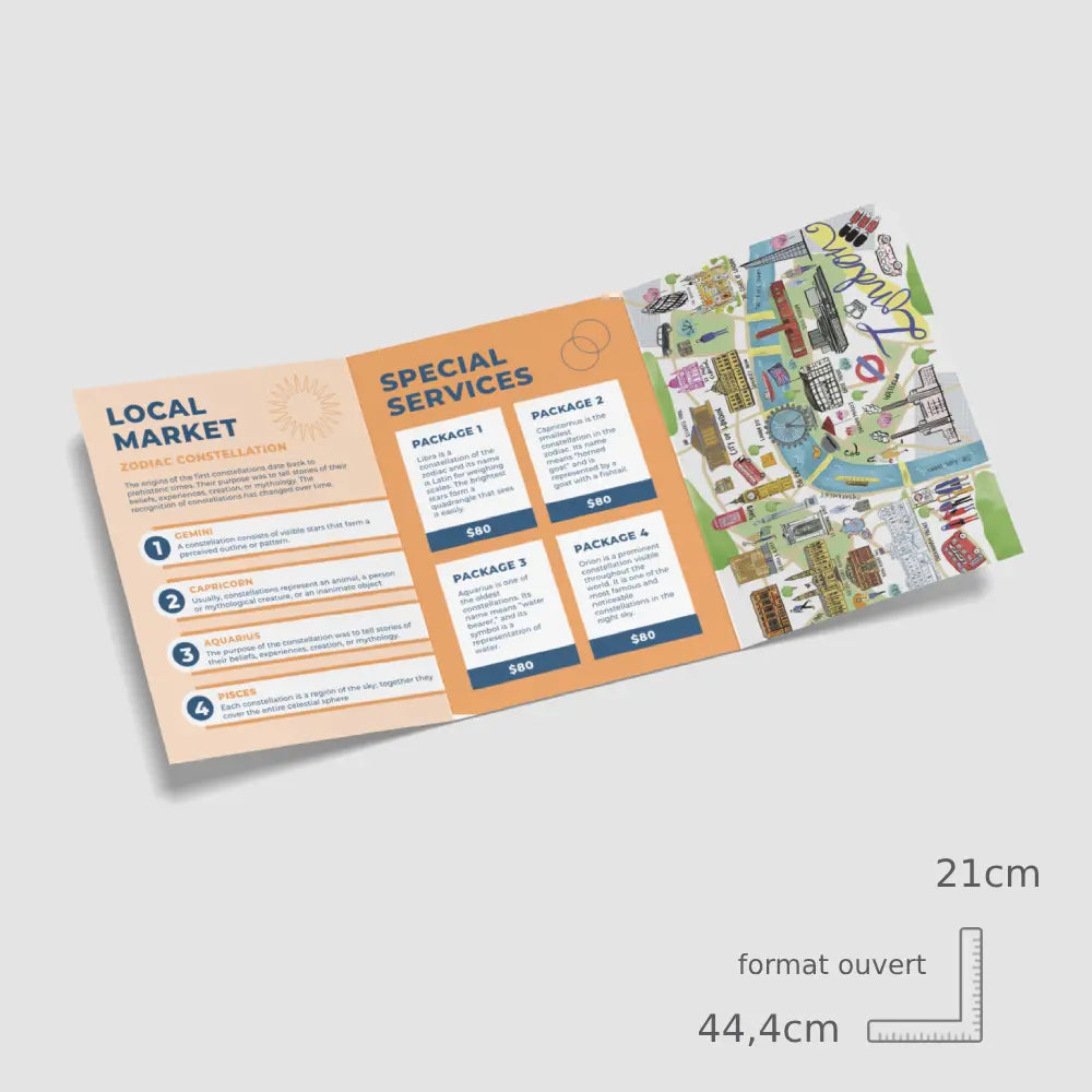 A5 3-panel open leaflet