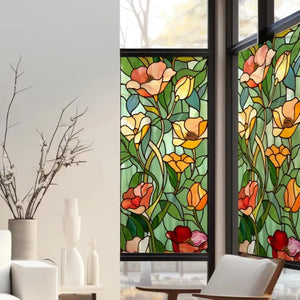 Sticker stained glass effect flowers